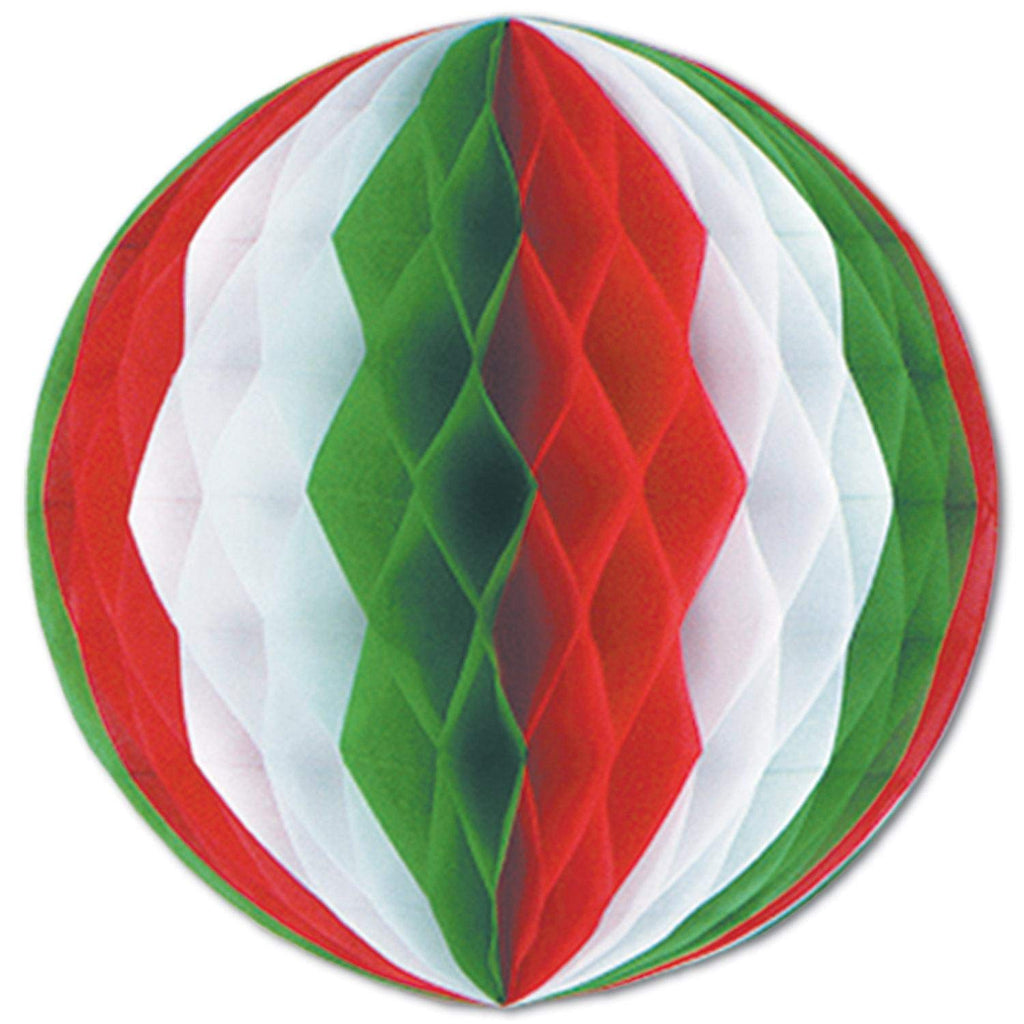 Beistle 24 Piece Red, White and Green Tissue Balls for Christmas, Mexican, Italian Decorations