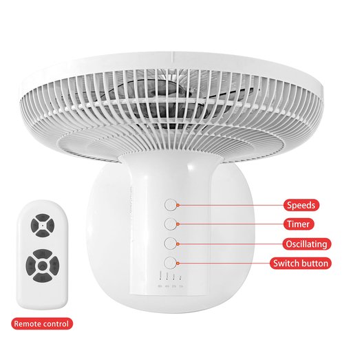 BananaDeer 7 Blades 14.5-Inch 4-Speed Oscillating Pedestal Floor Fan, Adjustable Height, Stand Fan for Home, DC Motor, With Remote Control, Timer, Tilted Head, Bedroom, Office, Kitchen and Living Room