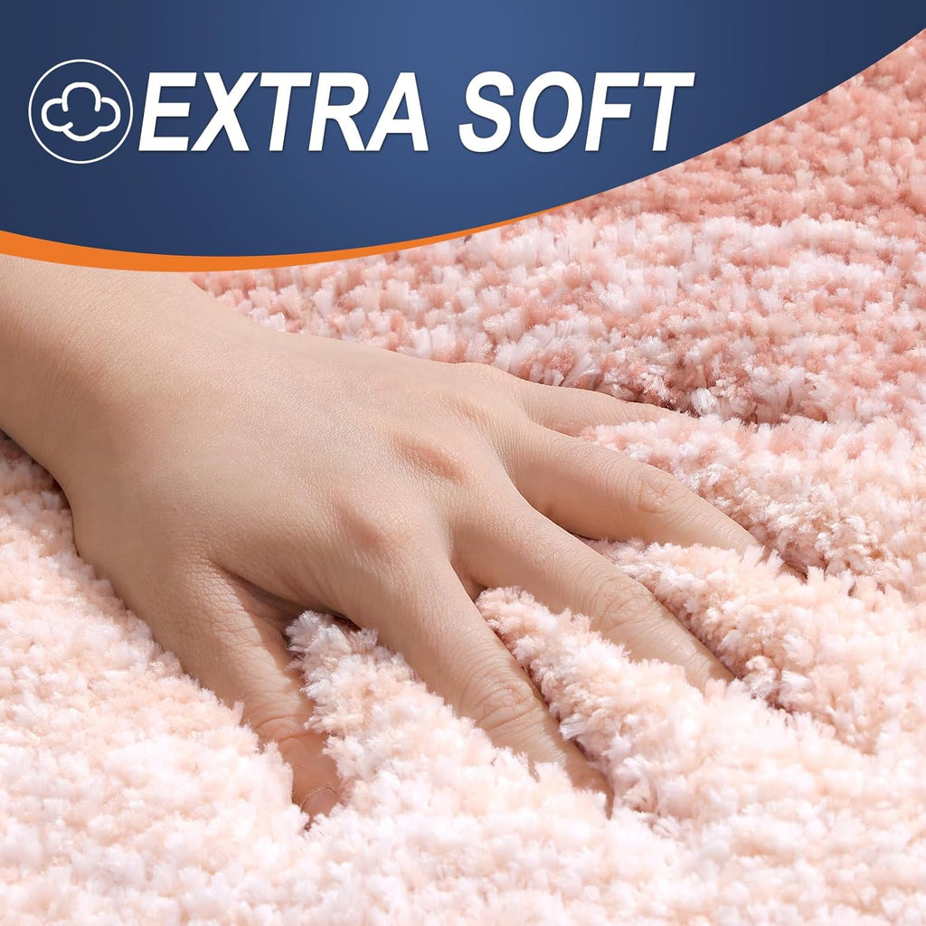 OLANLY Bathroom Rugs - Extra Soft Microfiber Mat, Quick Dry & Machine Washable, 36x24, Peach