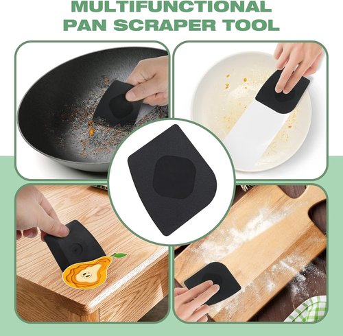 Cast Iron Scrubber - 316 Chainmail Dish Scrub Brush for Pans | Dishwasher Safe Cleaning Kit, Black