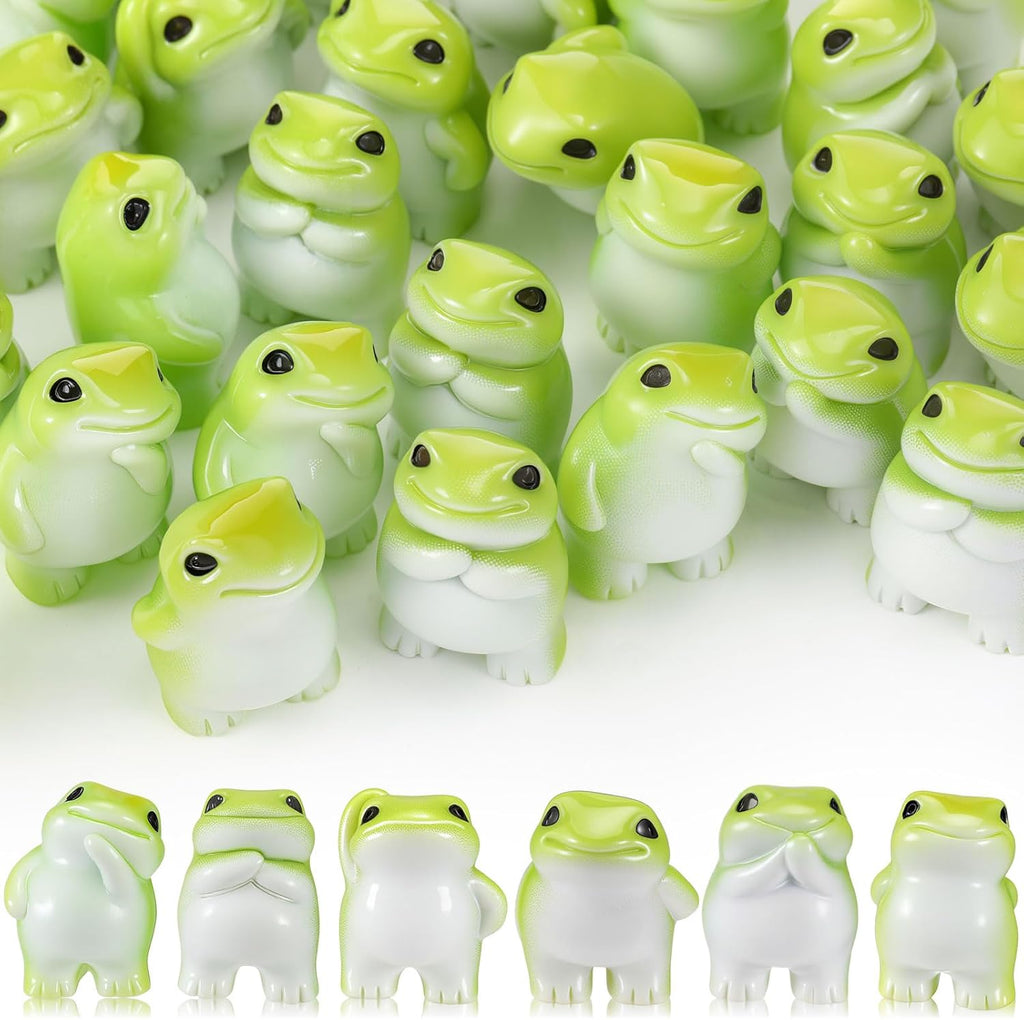 Novabright Mini Resin Frog Figurines - 30 Pcs Cute Statues for Home & Fairy Garden Decor