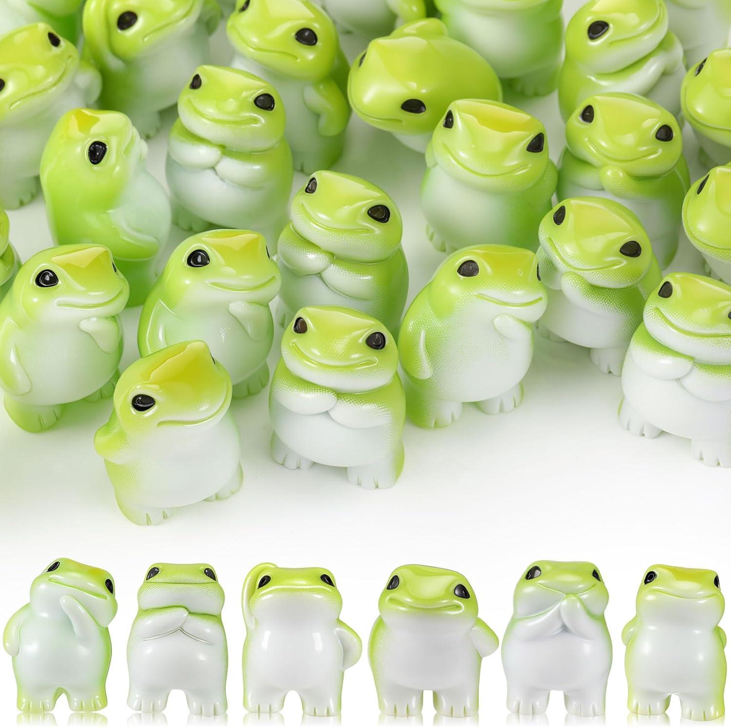 Novabright Mini Resin Frog Figurines - 30 Pcs Cute Statues for Home & Fairy Garden Decor