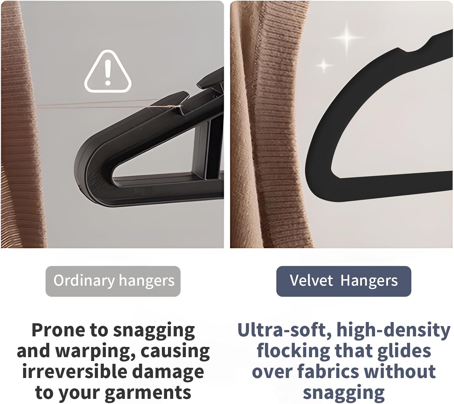 Skiennix Velvet Hangers - Premium Non-Slip Closet Organization | 50 Pack, Durable Black Felt for Coats & Shirts