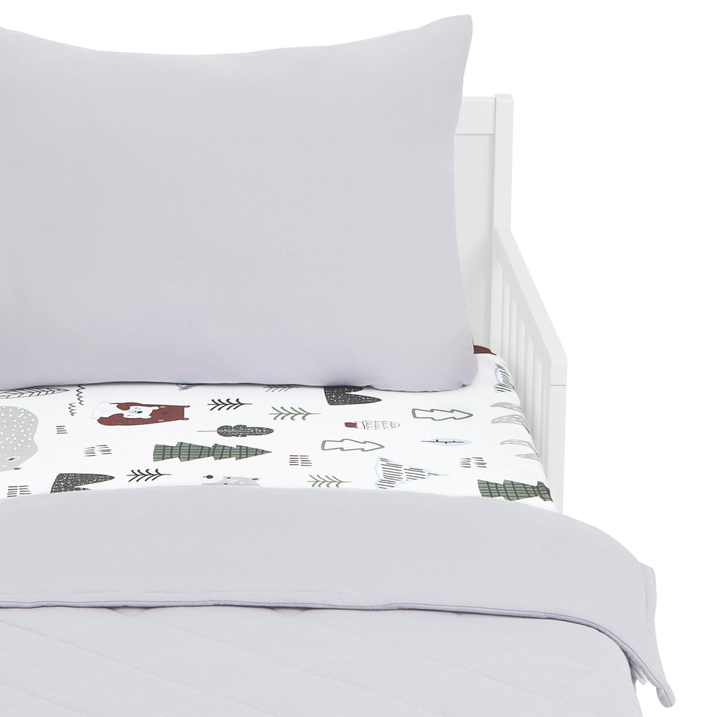 Evolur Grizzly Bear 3 Piece Toddler Bedding Set, Super Soft and Breathable Toddler Bedding, Machine Washable, Includes Fitted Sheet, Comforter and Pillow Case