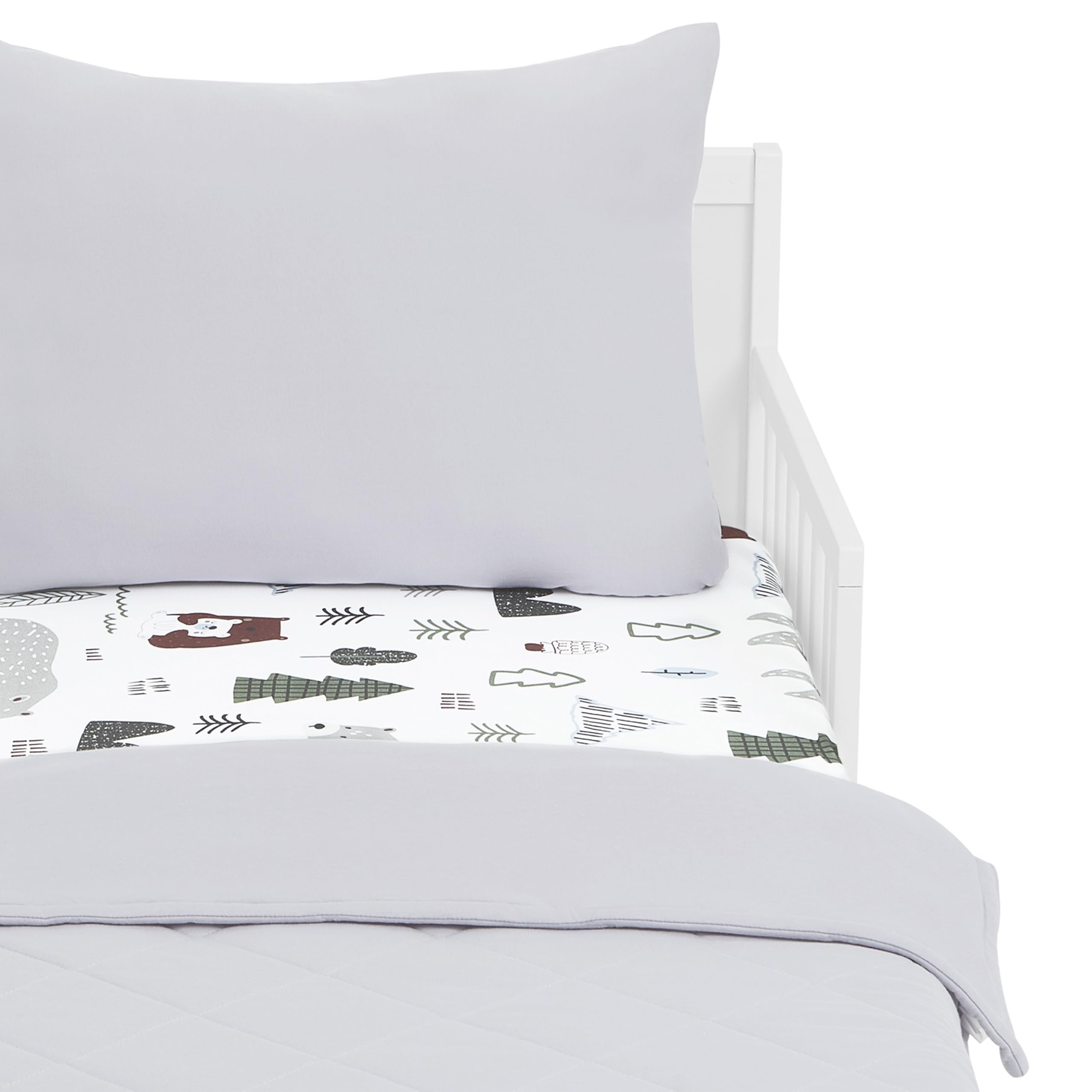 Evolur Grizzly Bear 3 Piece Toddler Bedding Set, Super Soft and Breathable Toddler Bedding, Machine Washable, Includes Fitted Sheet, Comforter and Pillow Case