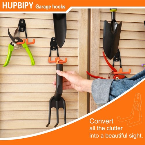 HUPBIPY Heavy Duty Garage Hooks - 6 Pack Small U-Shaped Hangers for Tools & Bulk Items Storage