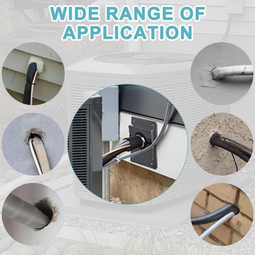 HVAC Wall Penetration and Duct Kit Cover, Split Air Conditioning Duct Kit Wall Cover, Easy to Install HVAC Wall Penetration for Indoor and Outdoor Air Conditioning Systems(Black)