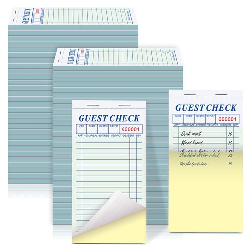 60 Pack Server Note Pads Bulk Double Part Guest Check for Servers, 2 Part Carbonless Server Order Paper, 3.5 x 6.75 Inch Green Food Receipt Book for Bars Cafes Restaurant Food Trucks