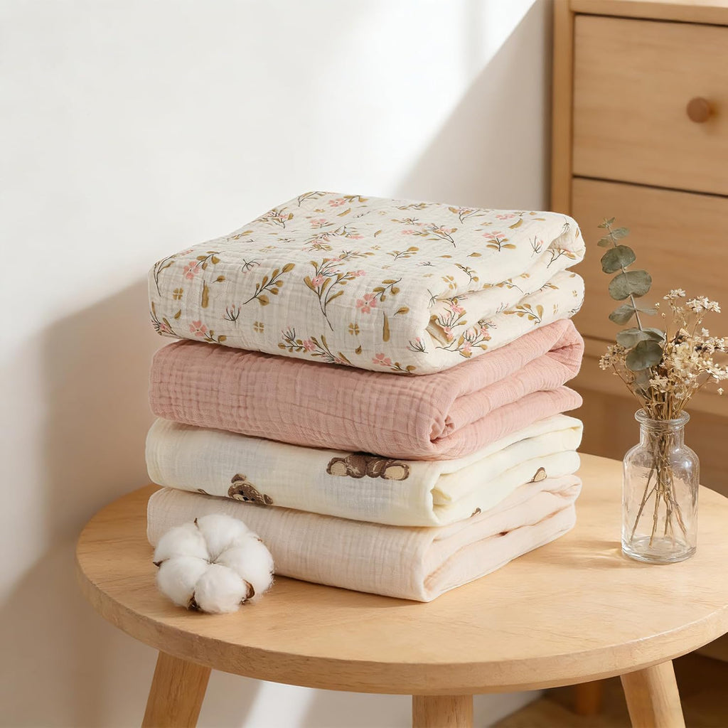 Skiennix 100% Organic Cotton Muslin Crib Sheets - Soft & Stylish 2-Pack for Standard Cribs (52x28 Inches)