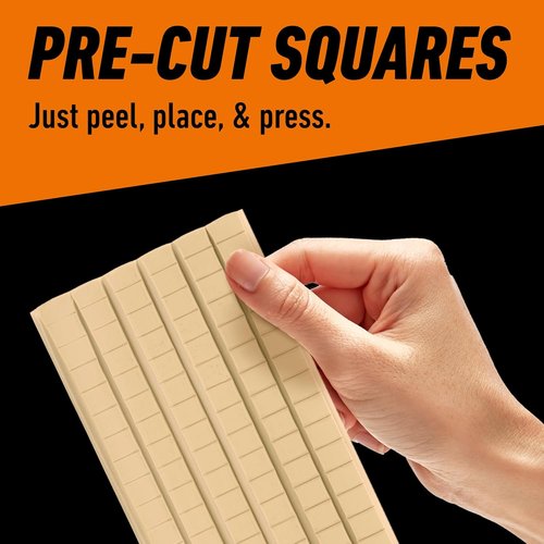Gorilla Mounting Putty - Non-Toxic, Removable & Repositionable Wall Putty | Natural Tan, 84 Pre-Cut Squares (Pack of 3)