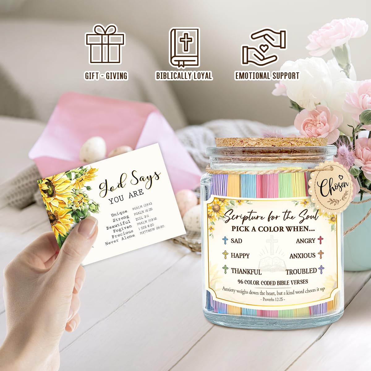 Mothers Day Gifts For Mom From Daughter, Son - Inspirational Bible Verse Jar, Religious Christian Gifts For Women Men - Prayer Jar with Scriptures for Nana Sisters Besties, Birthday Presents For Moms