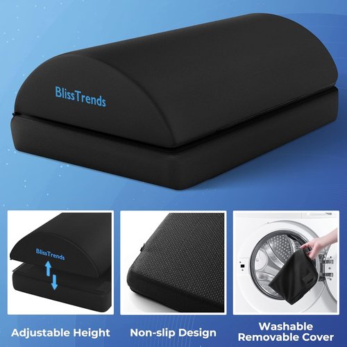 BlissTrends Foot Rest - Versatile Under Desk Foot Stool with Washable Cover | Adjustable Heights for Comfort - Black