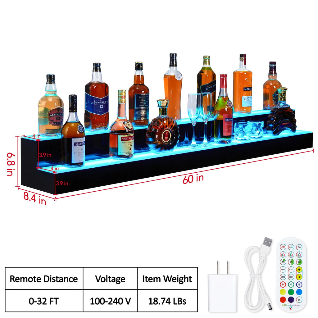 Takywep Wall-Mounted 2 Layer 60 Inches with Remote Control - Dynamic Led Lighting, Multifunctional Display, Quality Materials, Mobile Phone Connectivity