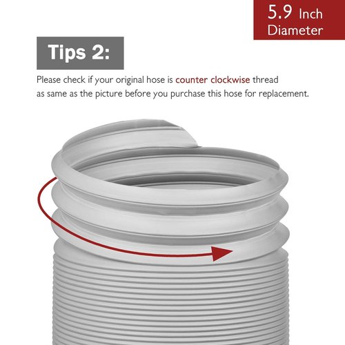 TURBRO Portable Air Conditioner Exhaust Hose, 5.9 Inch Diameter Counter Clockwise, 78 Inch Length