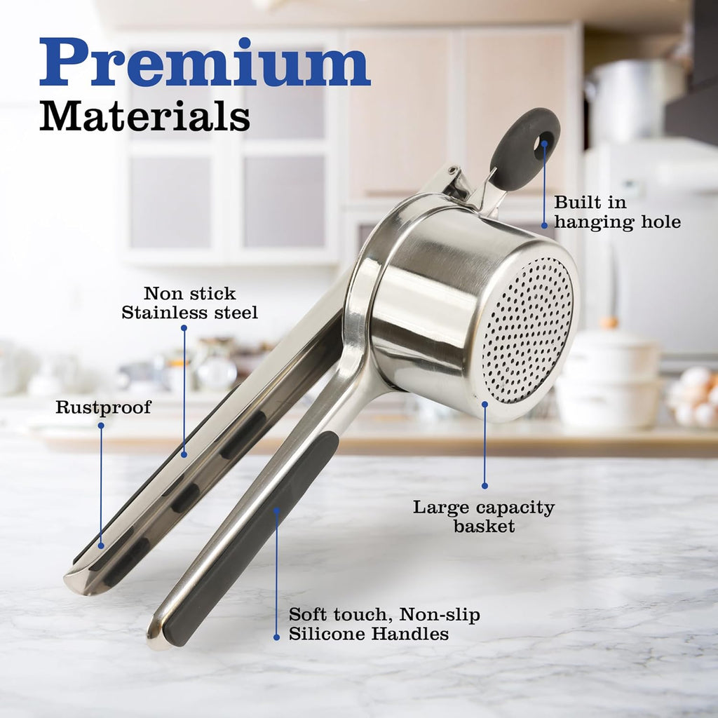 Mindful Design Potato Ricer - Heavy Duty 15oz Stainless Steel Kitchen Tool for Perfect Mashed Potatoes