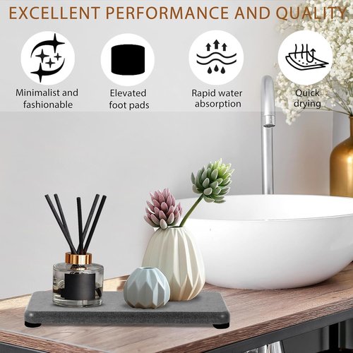 Diatomite Coasters by [Brand Name] - Quick Drying Water Absorbing Stone Tray | 4PCS for Bathroom & Kitchen