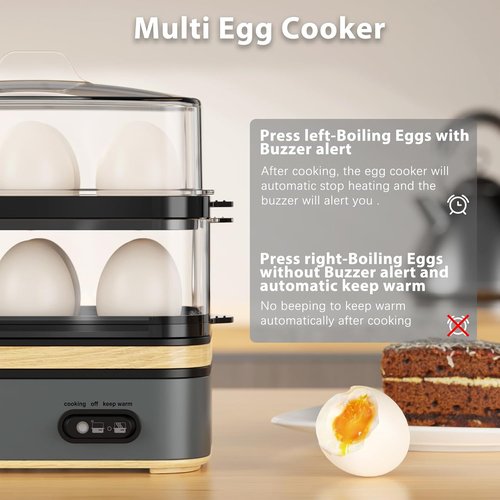Evoloop Rapid Egg Cooker - Electric 12-Egg Capacity | Soft, Medium, Hard Boiled & Poached Eggs, BPA-Free Tray (Grey)