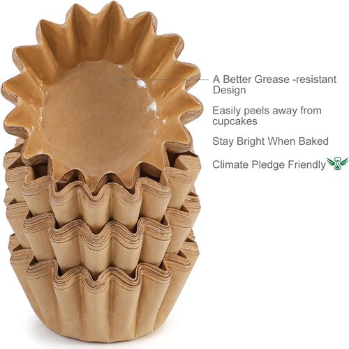 Caperci Mini Cupcake Liners - Grease-Resistant Heavy Duty Paper Muffin Cups, 200 Count, Odorless