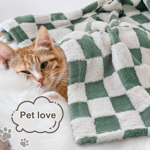 HOMRITAR Checkered Baby Blanket - Sage Green Soft & Fluffy 3D Chessboard Design | Reversible 30 x 40 Inch for Infants