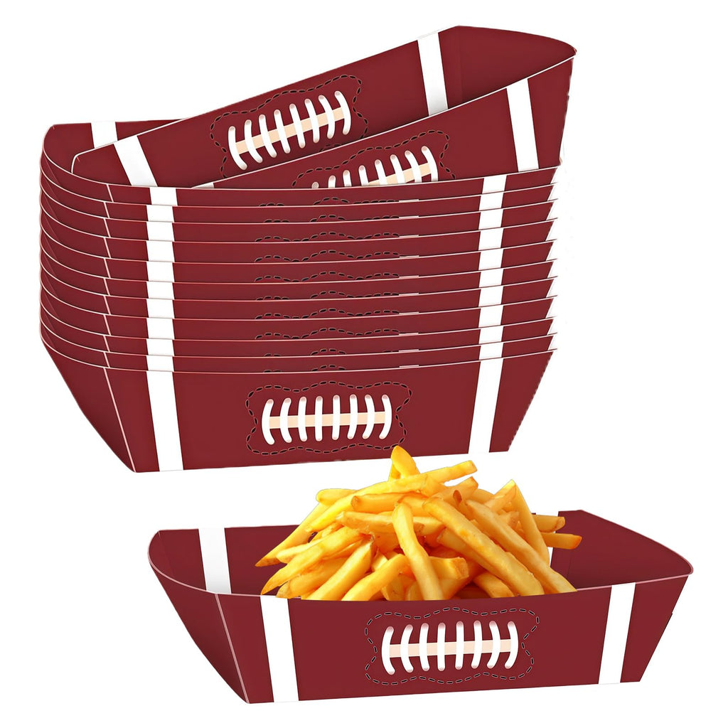 SARATA 12pcs Football Party Supplies Kit For Large Football Food Plates, Disposable And Mess-Free,Food Trays - Ideal Football Party Decorations And Favors For Birthday And Tailgate Partie