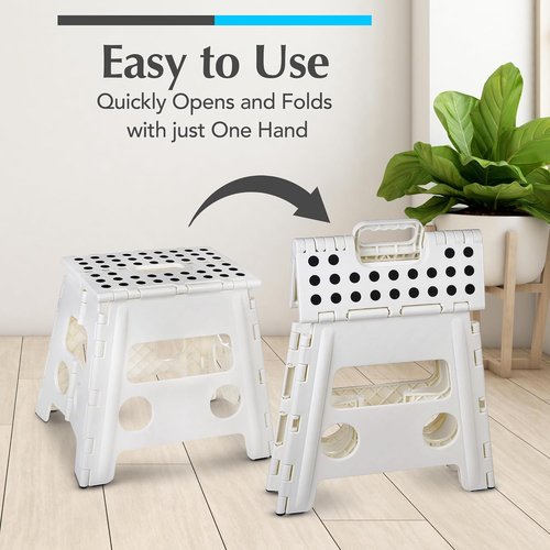 Handy Laundry Folding Step Stool - Lightweight & Sturdy for Adults and Kids | Easy One-Flip Design - White, 13 Inch