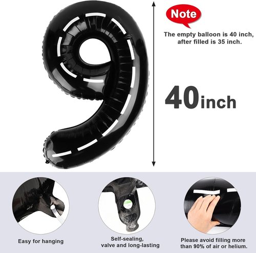 40 Inch Black Number 9 Balloon by [Brand Name] - Perfect for Birthdays, Weddings & Graduations