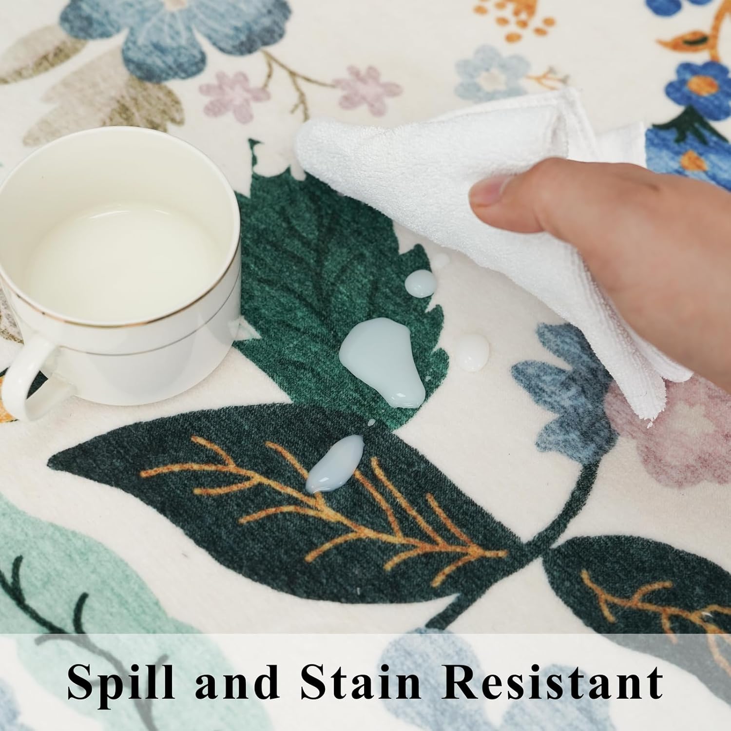 Regine Switzerland Washable 4x12 Wide Area Rug - Soft Floral Scalloped Design | Water-Resistant Non-Slip Runner for Entryway, Kitchen, Dining Room
