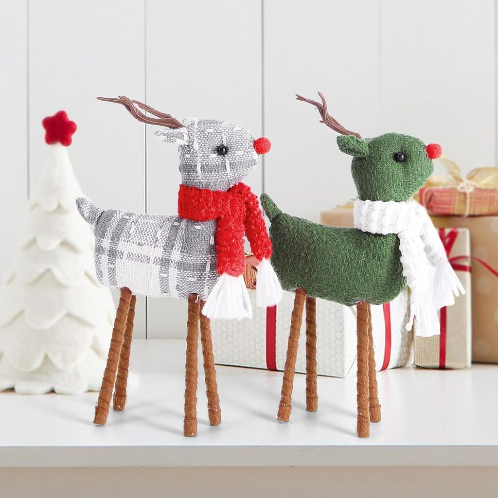 Skiennix Reindeer Christmas Decoration - Handmade Plush Elk Figurines | 4-Piece Indoor Set