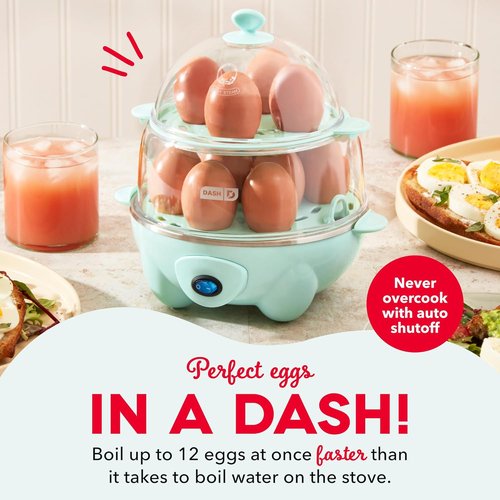 Dash Deluxe Egg Cooker | Boiler, Poacher & Steamer - Holds 12 Eggs - Aqua - BPA Free & Dishwasher Safe