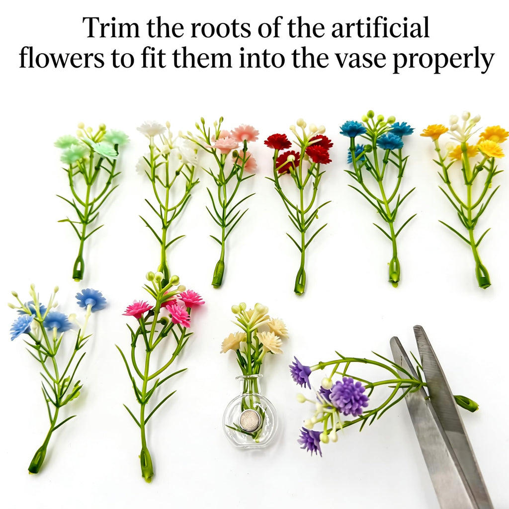 Mini Vase Magnets for Fridge, 10pack Cute Tiny Magnetic Glass Vases Refrigerator Accessories, Real Flowers Pot Magnet, Funny Aesthetic Plant Pot Locker Office Kitchen Decoration, Small Magnet Bud