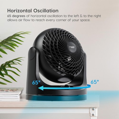 IRIS USA WOOZOO Desk Fan - Oscillating Air Circulator with 3 Speeds & 29dB Quiet Motor | Black
