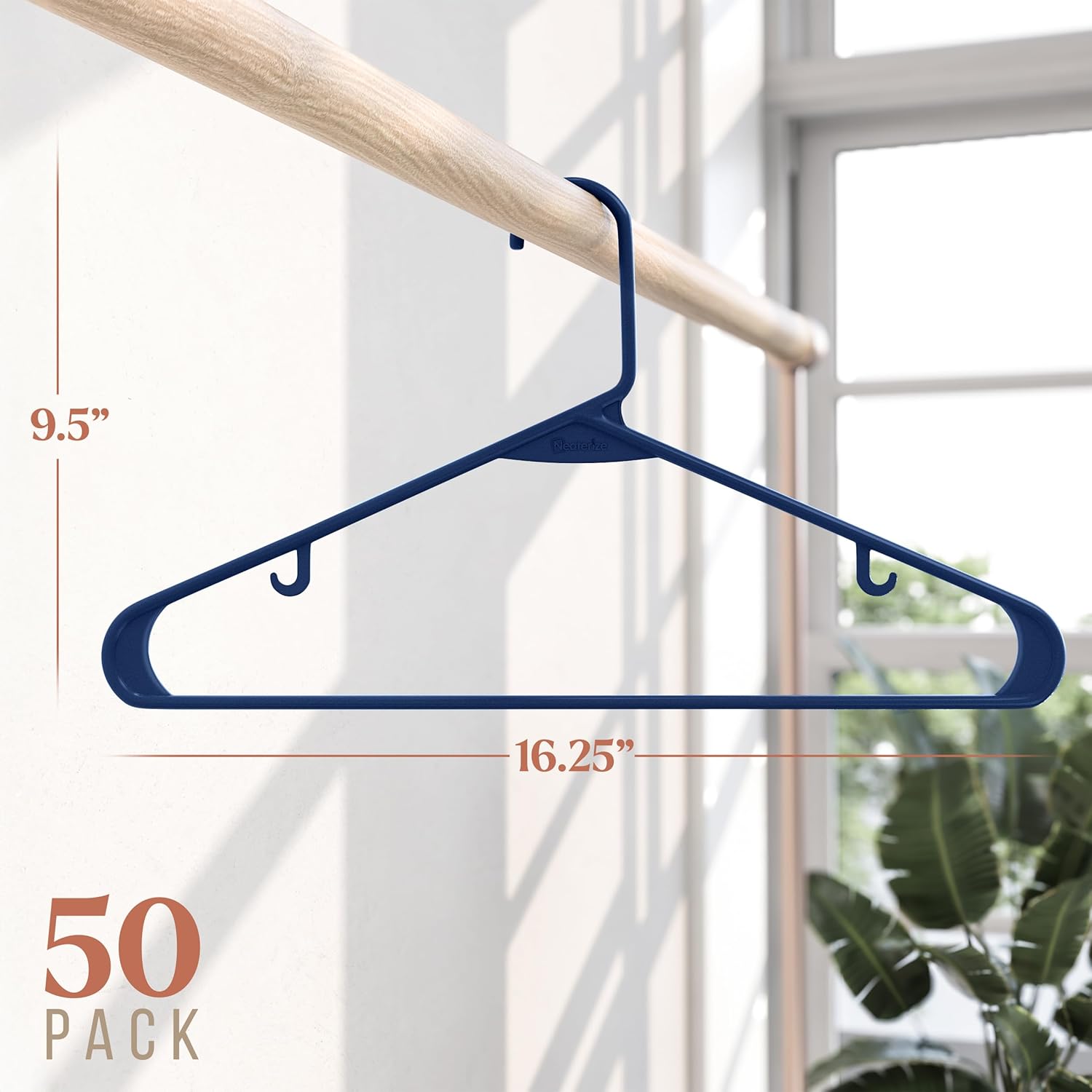 Plastic Hangers 50 Pack Navy - Space-Saving Clothes Hangers for Closet Organization | Perfect for Coats & Apparel