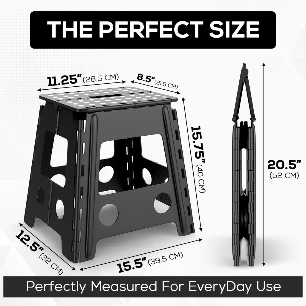 Versatile Folding Step Stool 15.7 in - Foldable Step Stool for Kids, Home, Camping, and Office - Lightweight, Sturdy, and Portable Foldable Stool, for Outdoors and Indoor Fun MOJO VENTURES