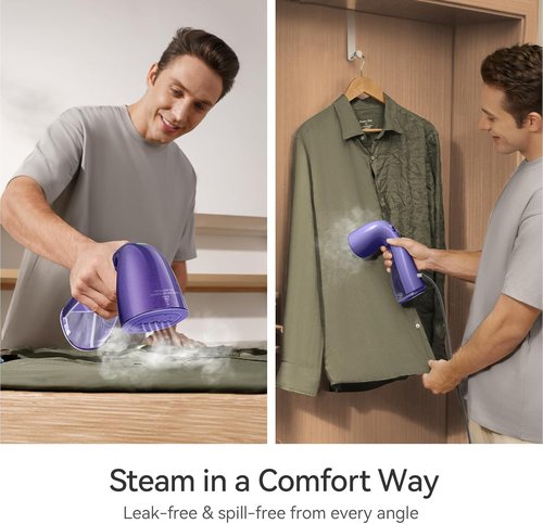HiLIFE Portable Clothes Steamer - 700W Handheld Design with 240ml Capacity | Removes Wrinkles (Royal Purple)