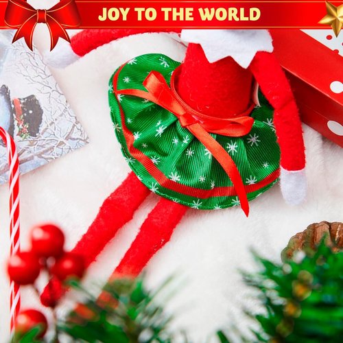 JOYIN Christmas Doll Skirts Set - 3 Pcs Green Santa Dance Dress Accessories for Holiday Decor