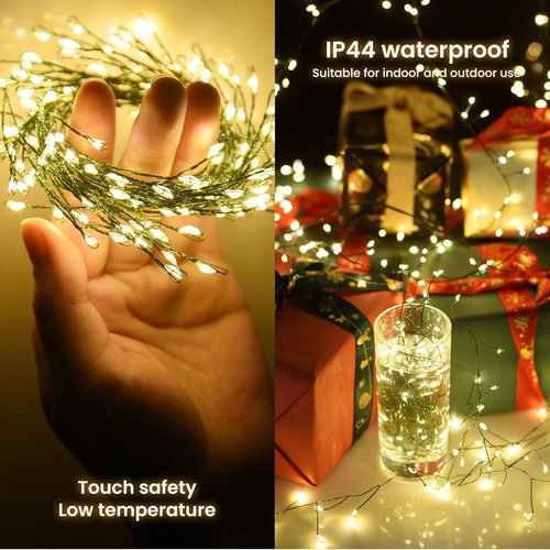 Dailyart Fairy Lights - 200 LED Warm White String Lights with Remote & Timer | 10ft for Bedroom, Party, Wedding Decor