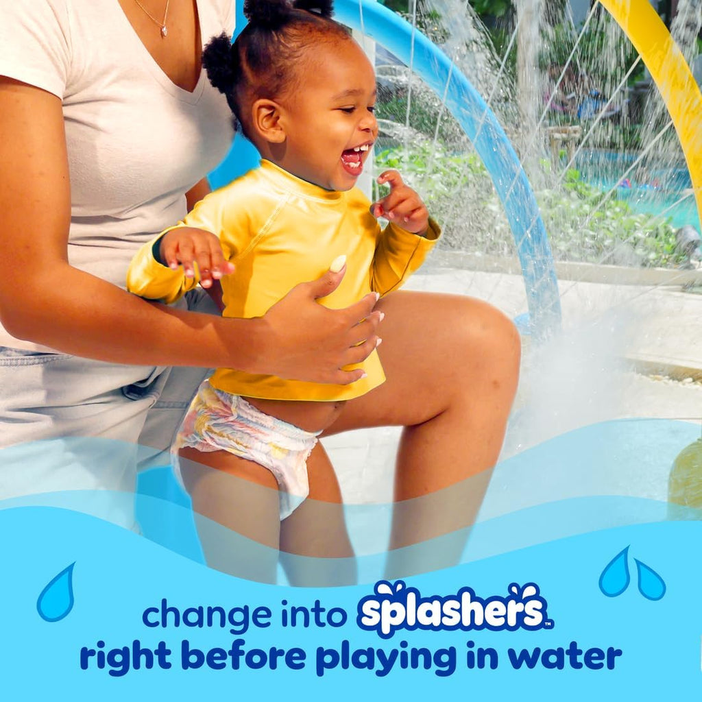 Pampers Swim Diapers - Splashers Size 4 | 18 Count Gap-Free Disposable Baby Swim Pants