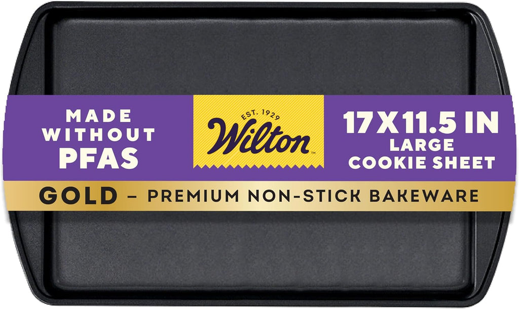 Wilton Gold Non-Stick Bakeware - Large Warp-Resistant Cookie Sheet, 17.25 x 11.5 in, PFAs-Free