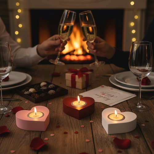 FoldTier 6 Pcs Heart Candlestick Holders Wooden Heart Taper Candles Holders for Dining Wedding Party Table Centerpieces Home Decoration