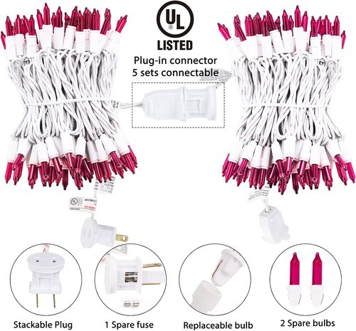 Christmas Pink Mini String Lights - 100 Count Waterproof Fairy Lights for Indoor/Outdoor Decor | 25 Feet