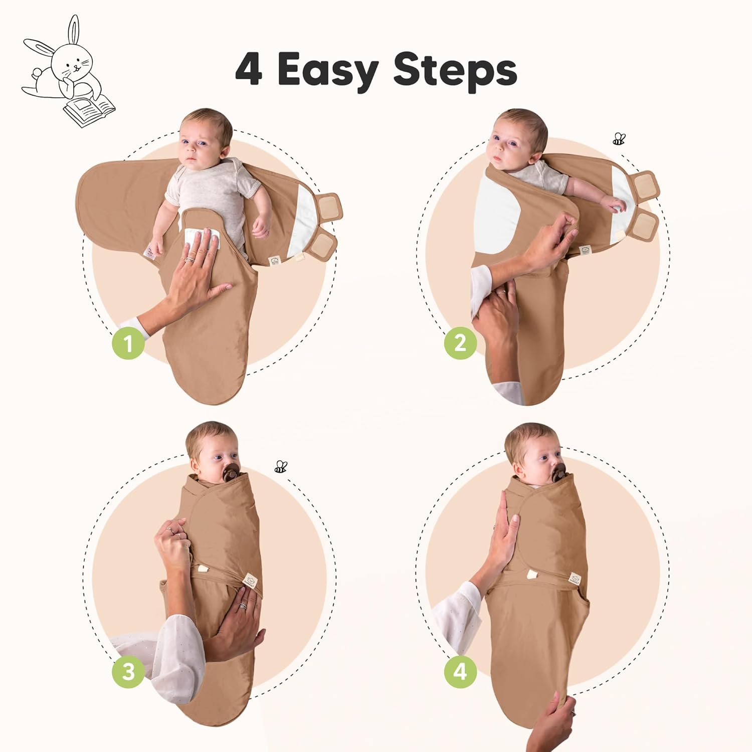 Organic Baby Swaddle Sleep Sacks by [Brand Name] - Soft & Snug for Newborns 0-3 Months | 3-Pack in Terracotta