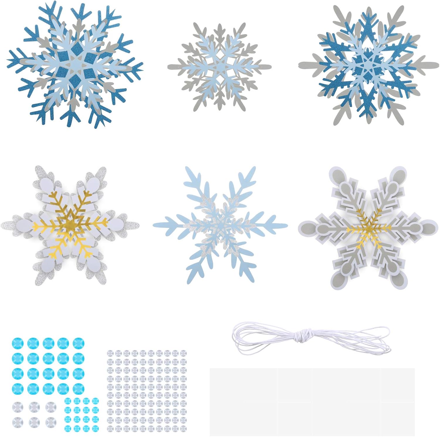 Skiennix 60-Piece Snowflake Garland Set - DIY Christmas Ornaments for Festive Decorations