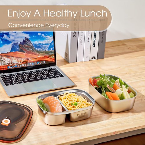 Kabbas Stainless Steel Bento Box Adult 2 Pack, 42Oz+57Oz Leakproof Metal Bento Box with Airtight lid, Lightweight 304 Stainless Steel Lunch box for Men/Women,Suitable for Picnic, Work, Outside
