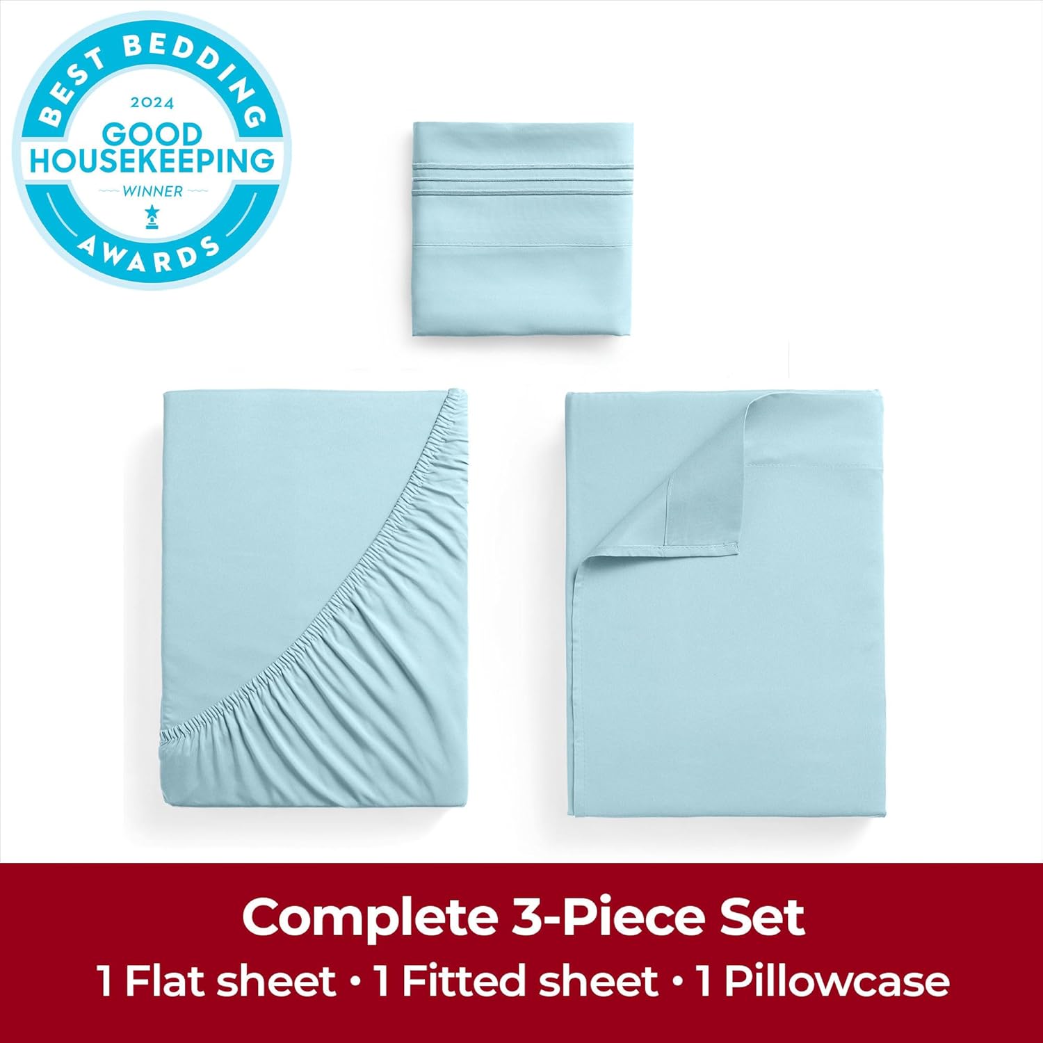 Mellanni Extra Deep Twin Sheets - Ultra Soft, Cooling Bedding - Hotel Luxury, Wrinkle & Stain Resistant (Aqua)