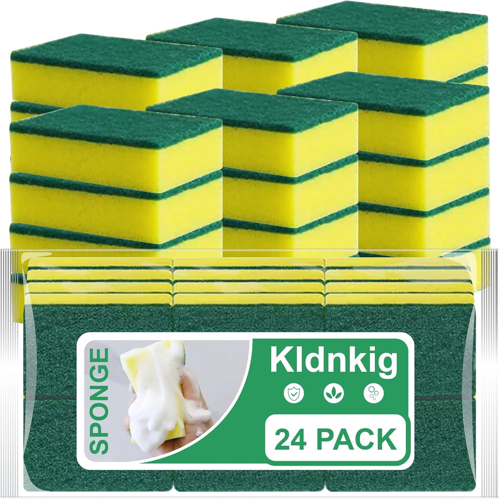 Skiennix Kitchen Cleaning Sponges - 24 Pack Non-Scratch Scrub Dish Sponges for Safe, Stink-Free Cleaning