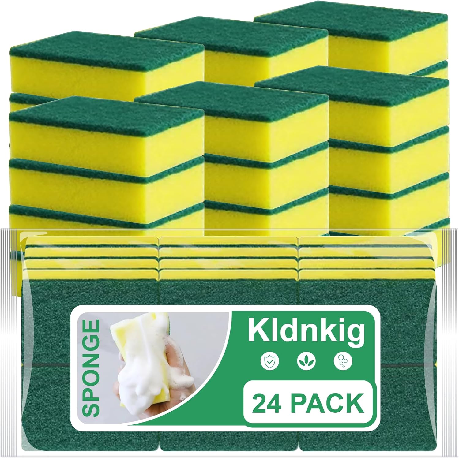 Skiennix Kitchen Cleaning Sponges - 24 Pack Non-Scratch Scrub Dish Sponges for Safe, Stink-Free Cleaning