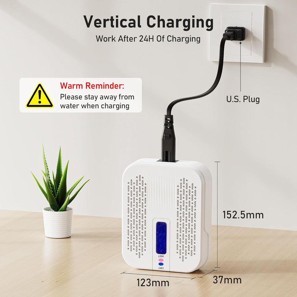 Skiennix Rechargeable Mini Dehumidifier - Portable & Energy Efficient for Bathrooms, Closets & Cars