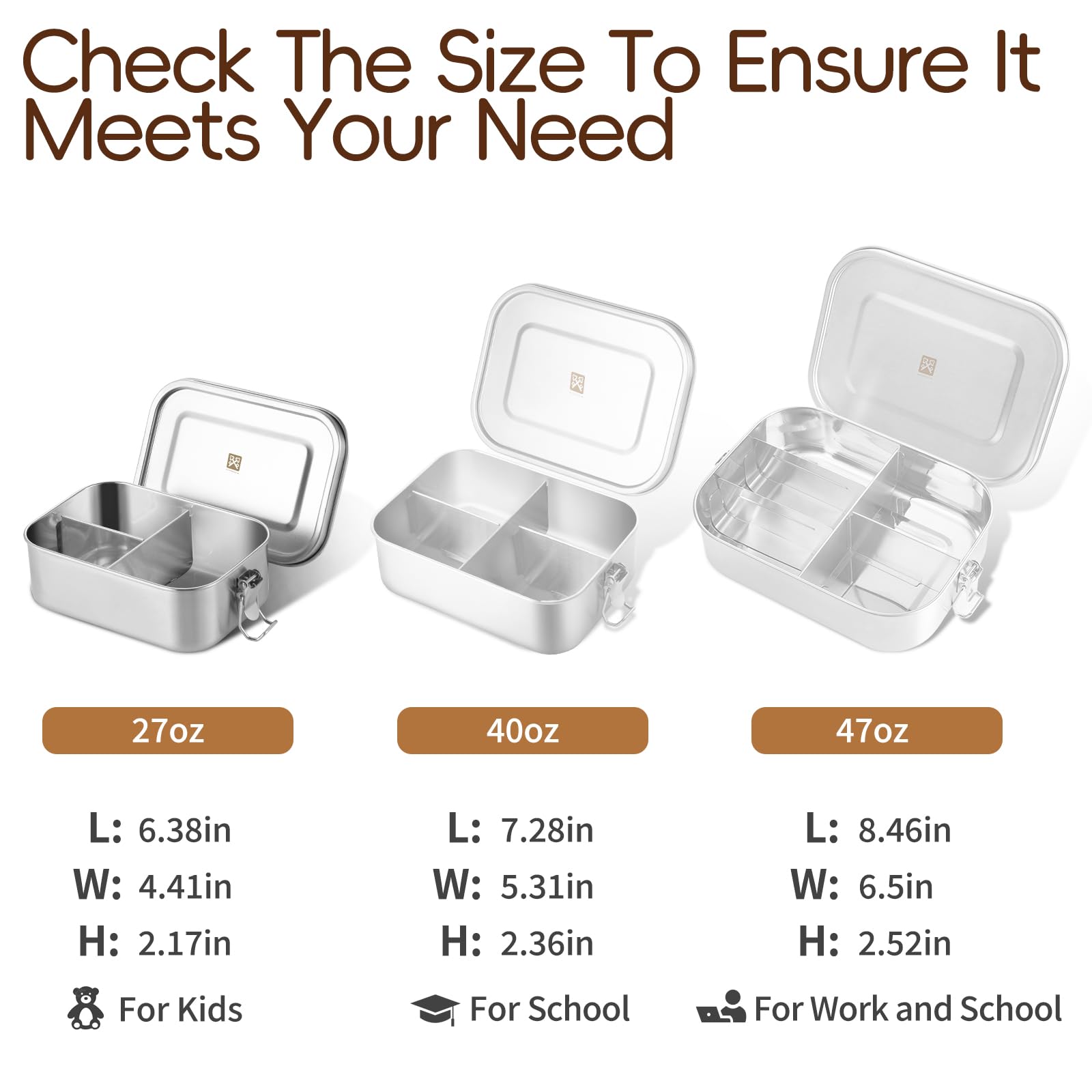GOLDEN KEY 27oz Stainless Steel Bento Box for Kid,800ml Small & Thickened Metal Lunch Box with 3 Compartments,Eco-friendly Leak-Proof Container with Lockable Clips(Green)