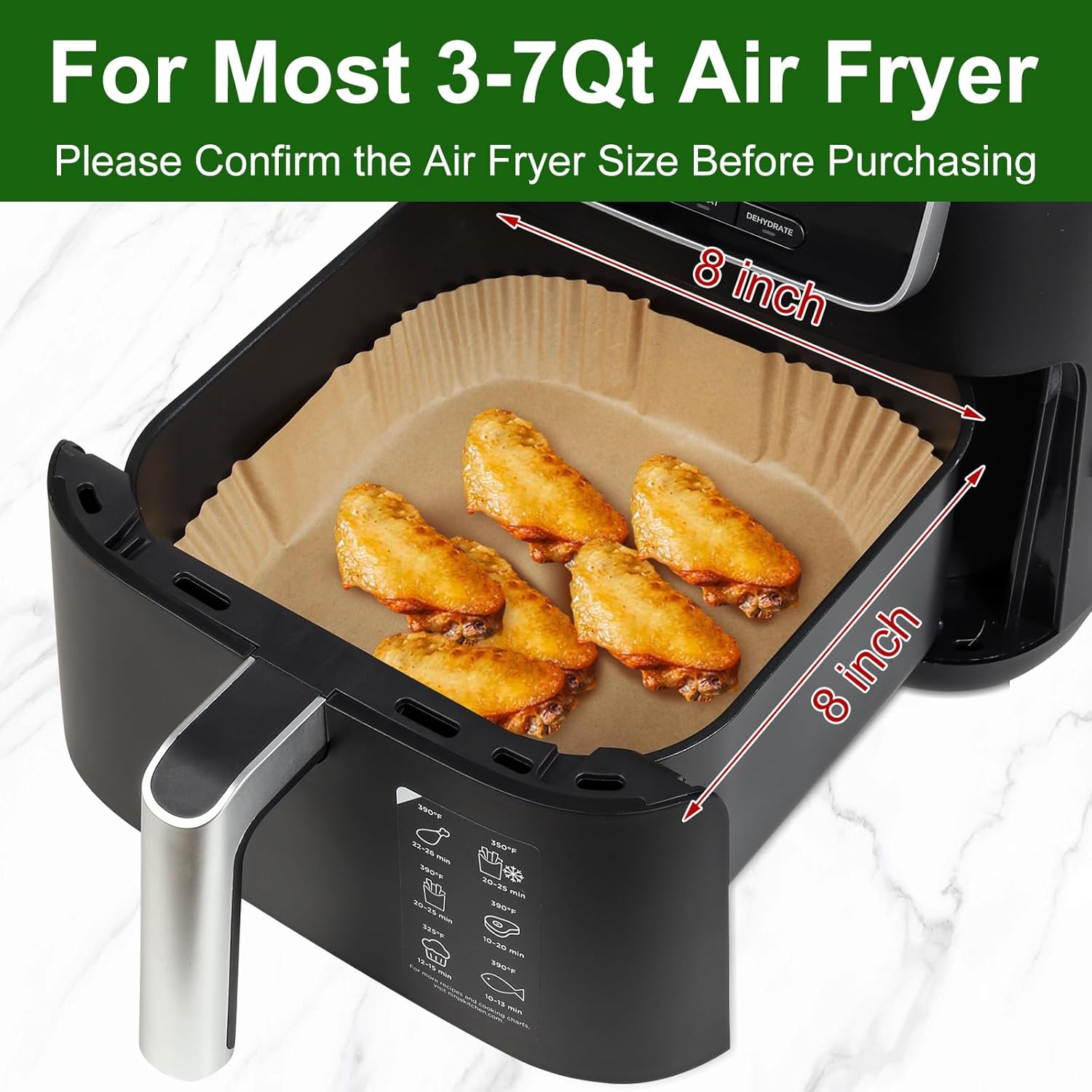 SIUDANGKA Air Fryer Disposable Paper Liner - 125 Pcs Parchment Pads for Ninja Air Fryer Pro AF141/AF142/AG301