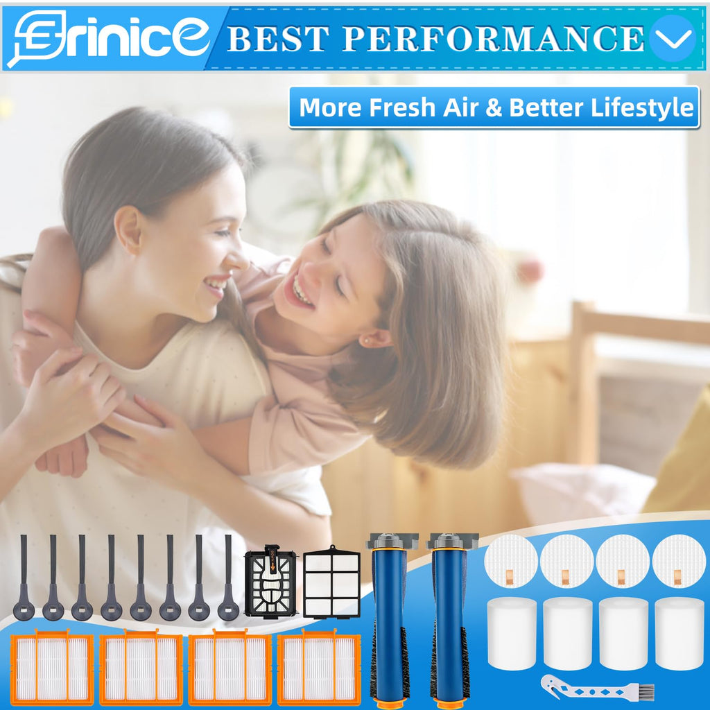Erinice Replacement Parts for Shark AI Robot Vacuum AV2501S AV2501AE RV2502AE RV2520AOUS AV2510AOUS RV2610WA Accessories Kit with Main Roller Brush Filters, Foam & Primary Filters, Side Brushes